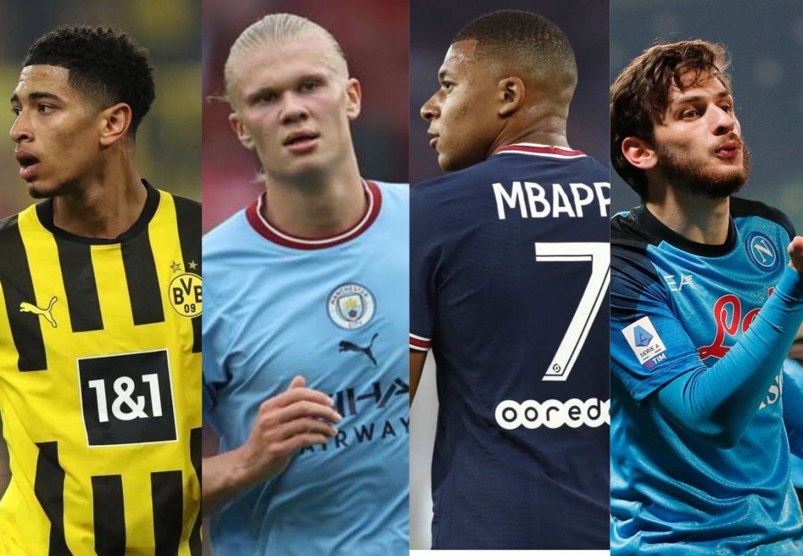 Bellingham, Haaland, Mbappé y Kvaratskhelia.