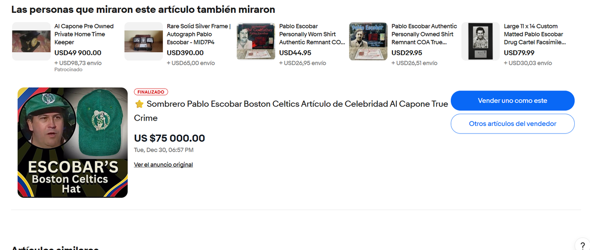 El anuncio en eBay marcó la gorra como vendida en diciembre de 2025, en una operación de US$75.000 y que desató la discusión sobre su autenticidad. El anuncio en eBay marcó la gorra como vendida en diciembre de 2025, en una operación de US$75.000 y que desató la discusión sobre su autenticidad. 