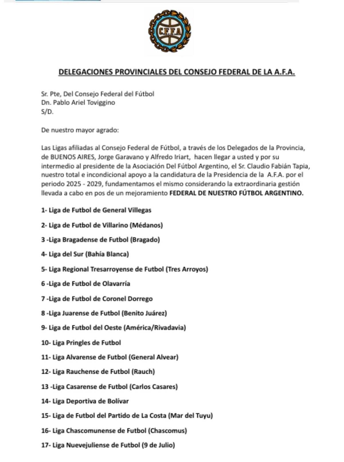 Las ligas de la Provincia de Buenos Aires también están con "Chiqui" Tapia. Las ligas de la Provincia de Buenos Aires también están con "Chiqui" Tapia.