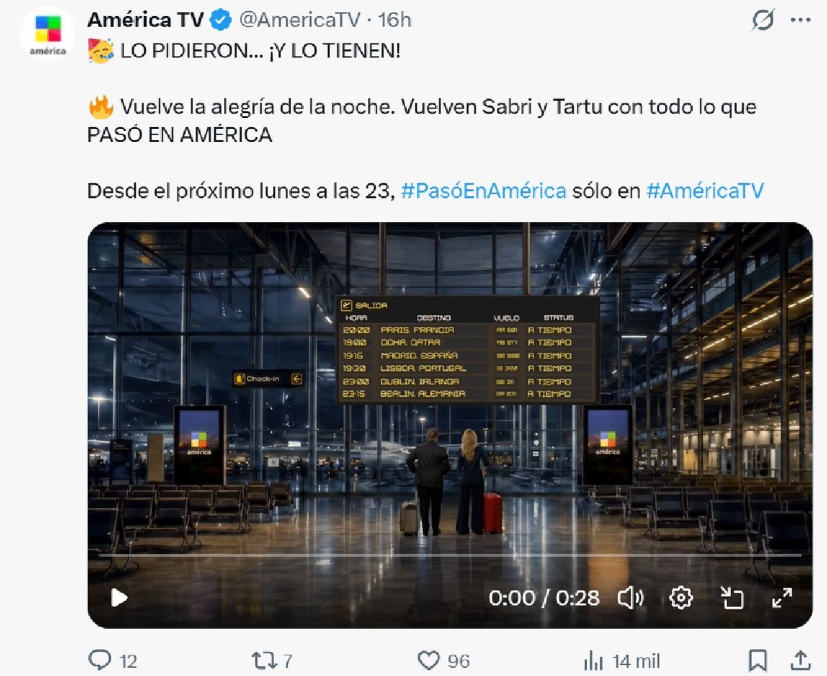 América TV lanzó la promoción oficial de Pasó en América. América TV lanzó la promoción oficial de Pasó en América.