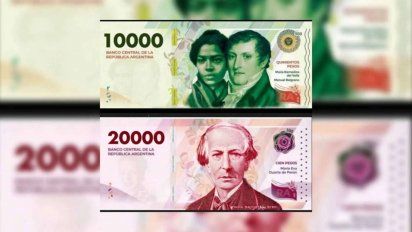 BCRA: Los billetes de $10.000 y $20.000 ya tienen fecha de salida