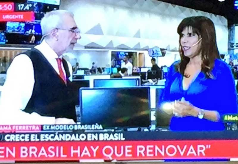 Anamá Ferreira en TN, opinando sobre la crisis política en Brasil (Foto: captura de pantalla).