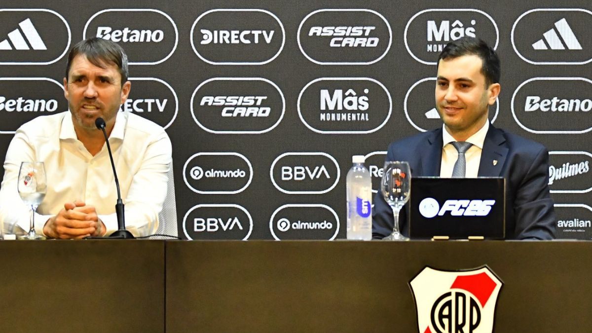 Coudet fue presentado junto a Stéfano Di Carlo como nuevo entreandor de River. Foto: River. Coudet fue presentado junto a Stéfano Di Carlo como nuevo entreandor de River. Foto: River.