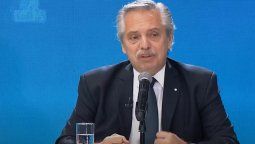 Alberto Fernández durante el acto.
