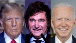 Javier Milei, entre Donald Trump y Joe Biden.