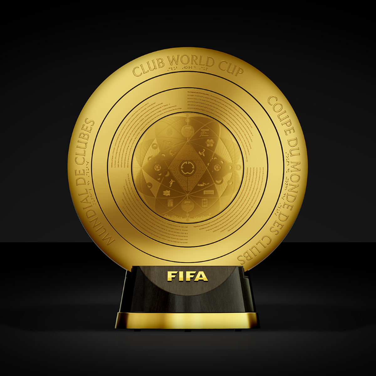 El trofeo del Mundial de Clubes con los anillos cerrados. El trofeo del Mundial de Clubes con los anillos cerrados.