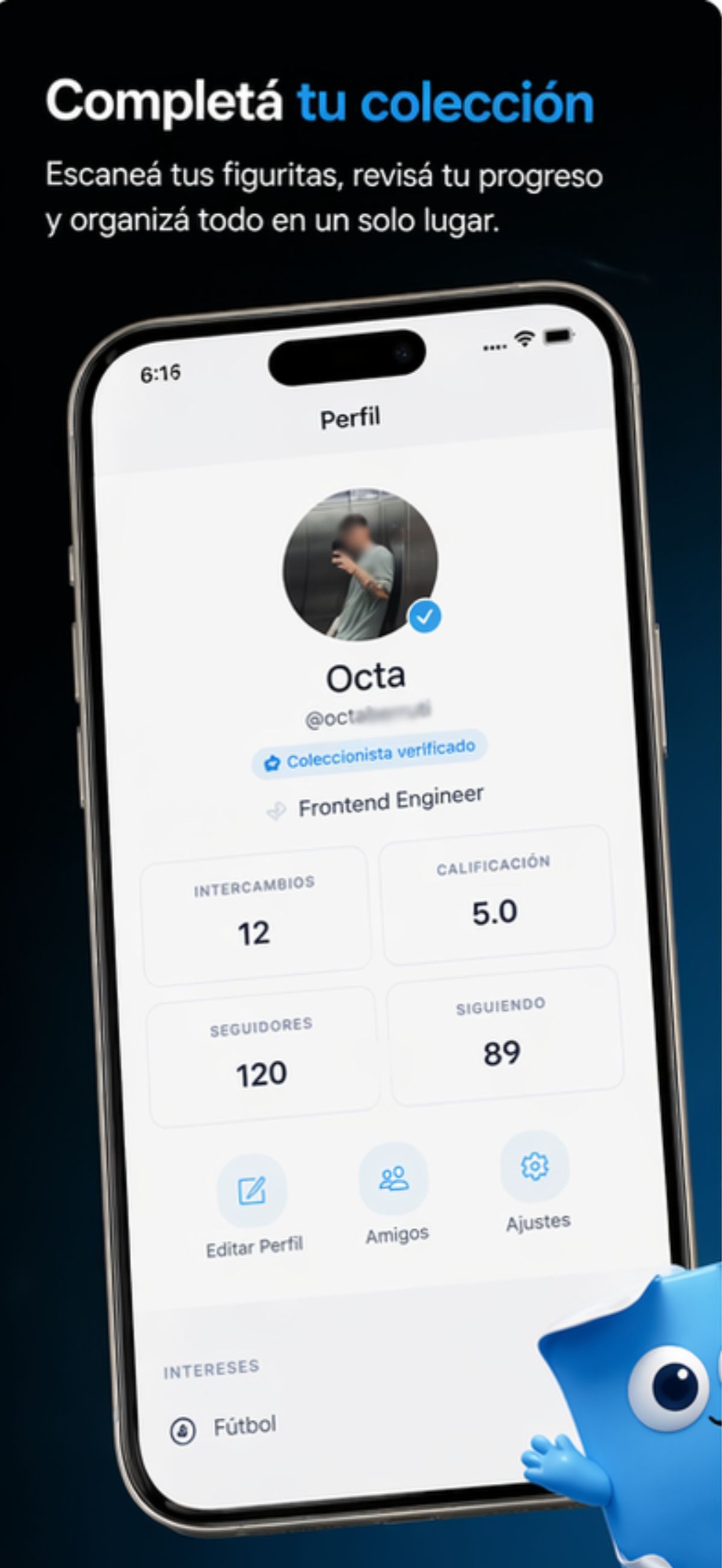 Acá vemos cómo se ve un usuario en la app. Acá vemos cómo se ve un usuario en la app.