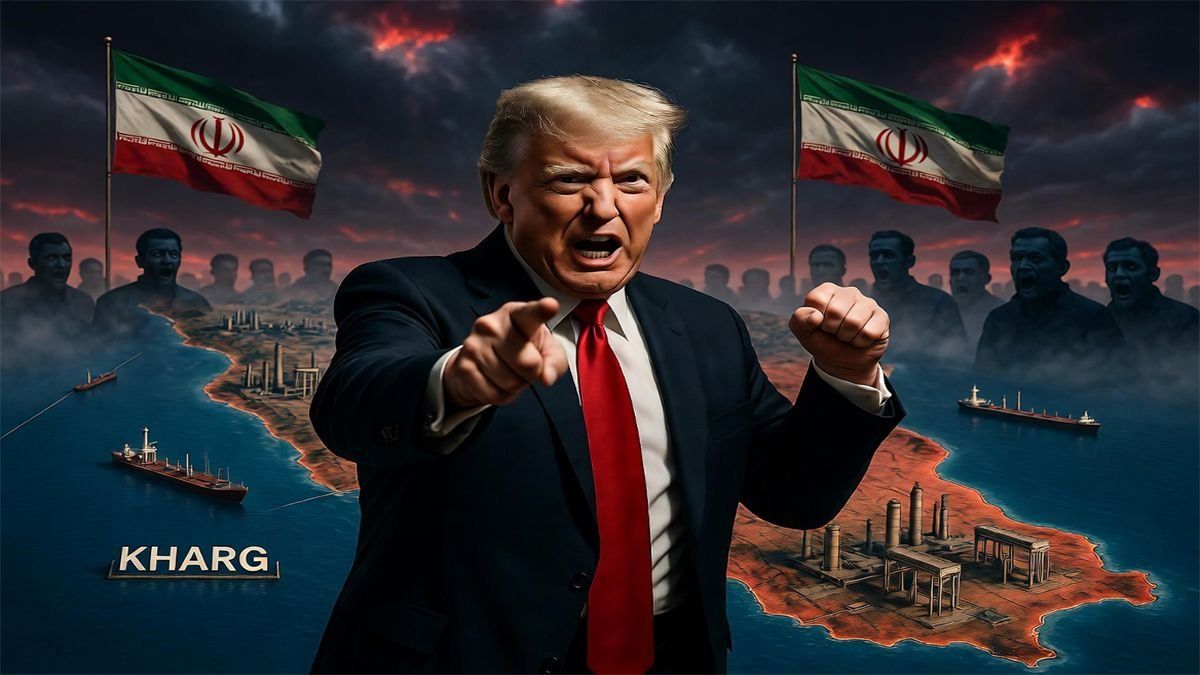 Donald Trump infundiendo miedo a Irán al amenazar con atacar al país y específicamente la isla de Kharg (importante terminal petrolera). Donald Trump infundiendo miedo a Irán al amenazar con atacar al país y específicamente la isla de Kharg (importante terminal petrolera).