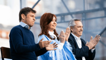 Para la foto: Alberto F., CFK, Kicillof y Massa comparten un acto en el Estadio Único