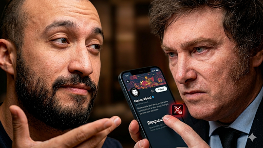Tomás Rebord picanteó a Javier Milei por redes después de una fuerte acusación a Blender y el Presidente reaccionó tocando el botoncito rojo. Fuente: IA