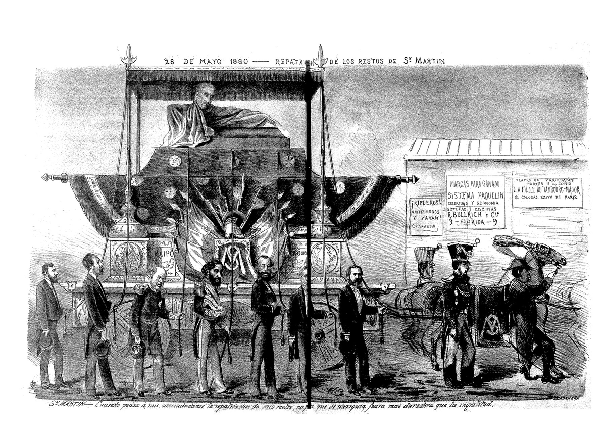 En 1880, sus restos viajaron en tren y barco hasta Buenos Aires, donde fueron recibidos con homenajes y un cortejo solemne. Desde entonces, siete granaderos custodian su mausoleo en la Catedral. En 1880, sus restos viajaron en tren y barco hasta Buenos Aires, donde fueron recibidos con homenajes y un cortejo solemne. Desde entonces, siete granaderos custodian su mausoleo en la Catedral.