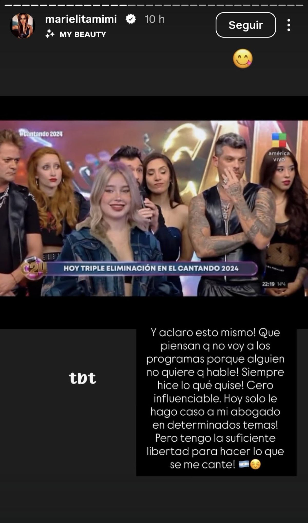 Historia de Instagram de Mimi Alvarado.