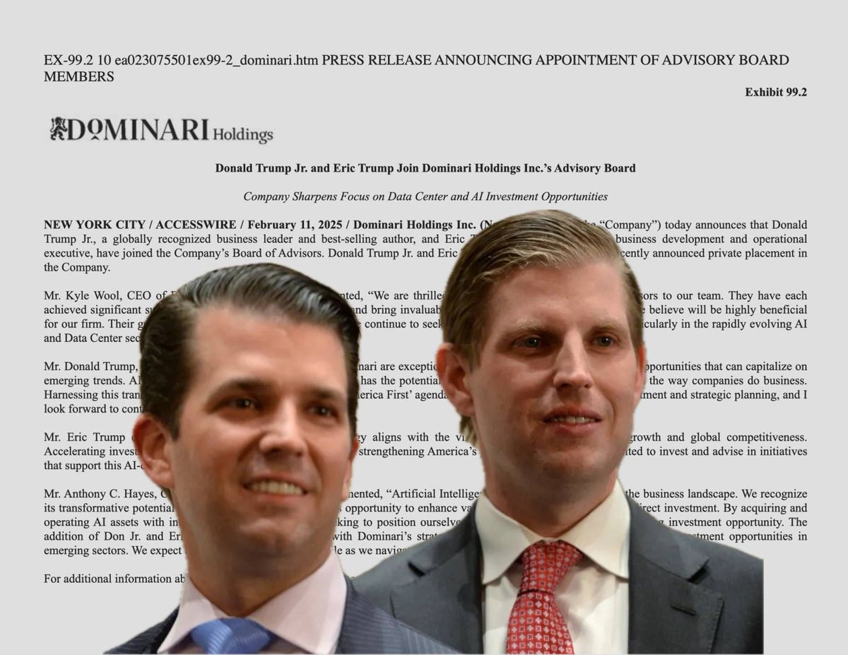 Investigan a dos hijos de Donald Trump por fraude accionario.