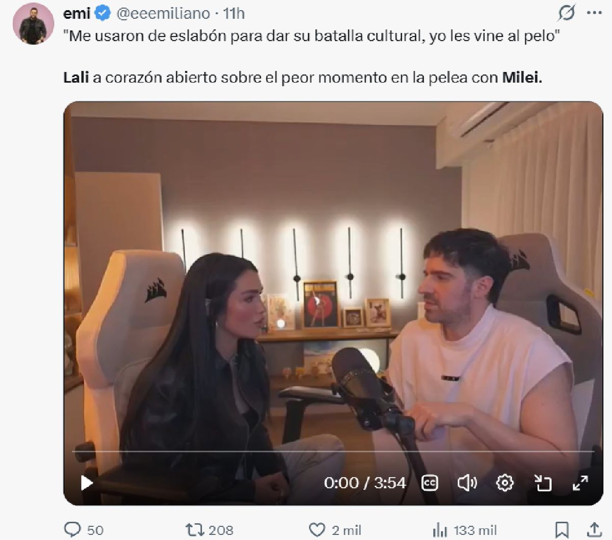 El recuerdo de Lali Esp&oacute;sito sobre los ataques desde el Gobierno.
