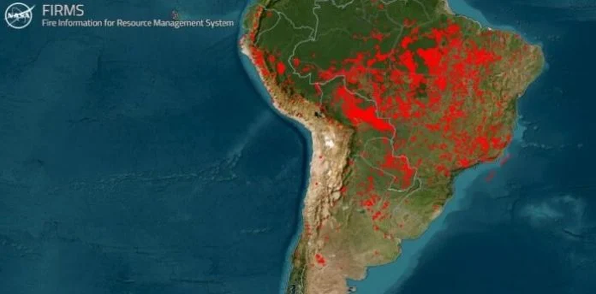 Focos de incendios en Paraguay, Brasil y Bolivia Focos de incendios en Paraguay, Brasil y Bolivia