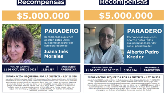 Ofrecen una millonaria recompensa para encontrar a los jubilados desaparecidos en Chubut. Ofrecen una millonaria recompensa para encontrar a los jubilados desaparecidos en Chubut.