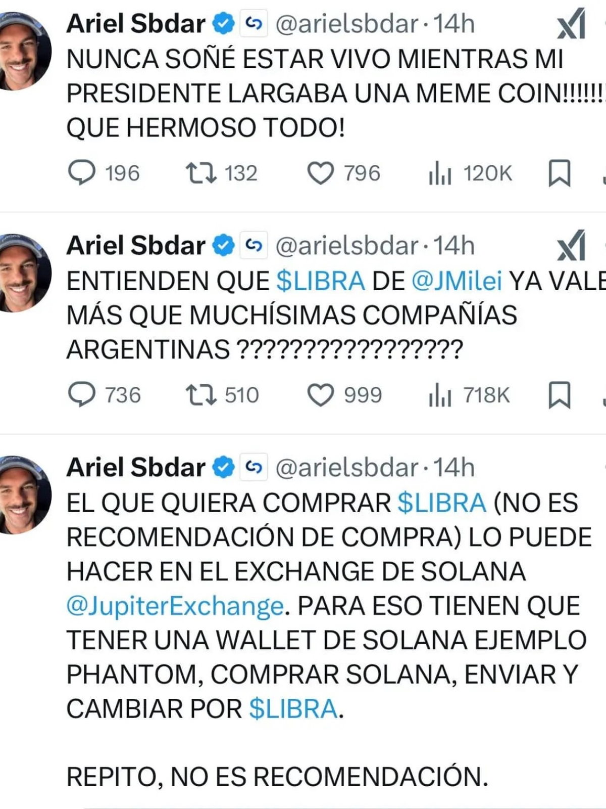 A pesar de que Sbdar intentó defenderse con que es apolítico, el archivo lo complica gravemente: fue uno de los principales promotores del token $LIBRA de Javier Milei e incluyo festejó su crecimiento. Fuente: X A pesar de que Sbdar intentó defenderse con que es apolítico, el archivo lo complica gravemente: fue uno de los principales promotores del token $LIBRA de Javier Milei e incluyo festejó su crecimiento. Fuente: X