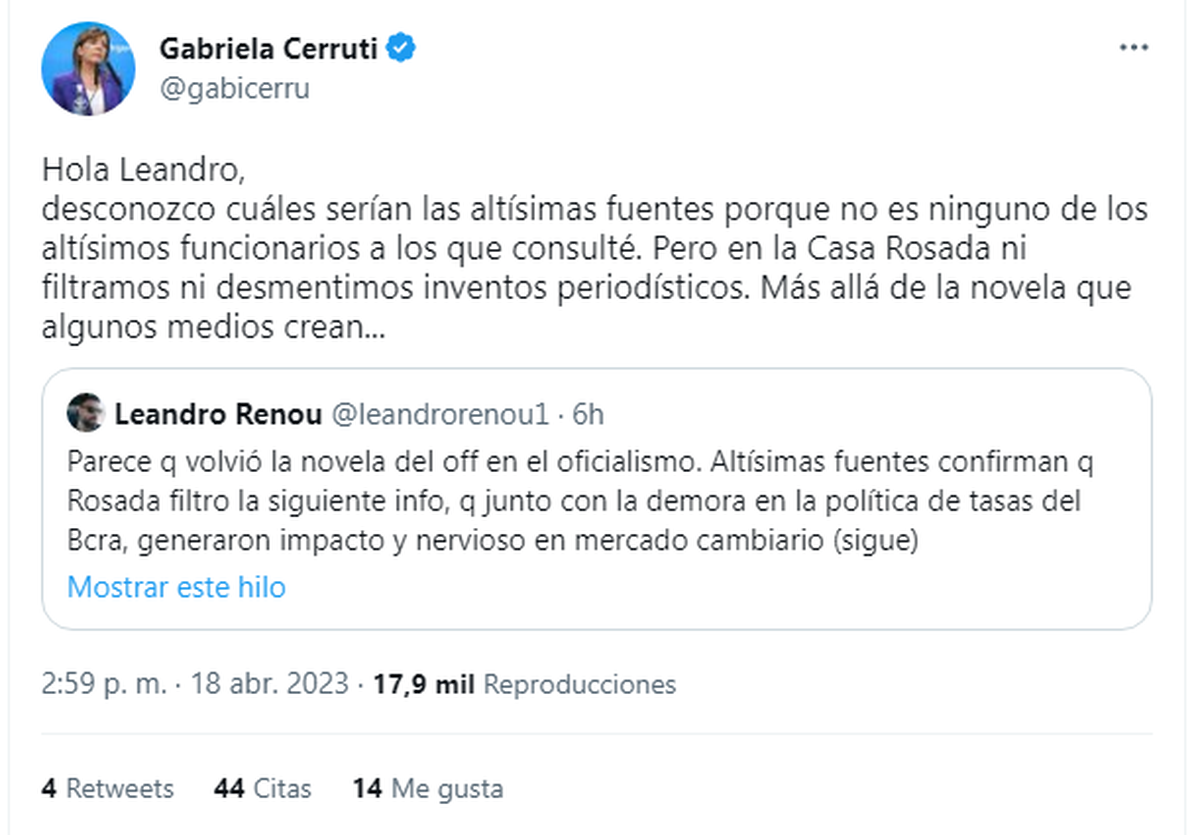 Cerruti estuvo tajante.