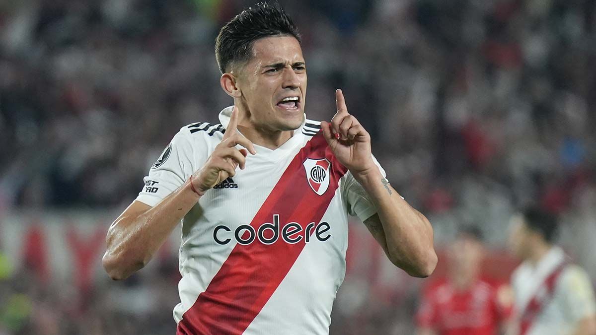 Pablo Solari se vistió de “héroe” y le dio la victoria a River 2-1 ante Inter de Porto Alegre en la Copa Libertadores 2023. (Foto: Noticias Argentinas)