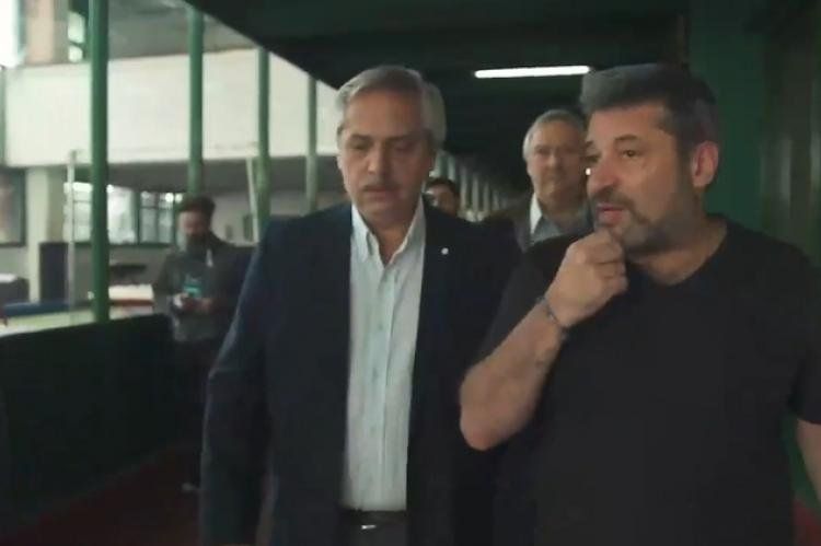 Víctor Santa María (SUTERH, Grupo Octubre y PJ CABA) en el primer spot del entonces candidato a presidente Alberto Fernández tras el acto de lanzamiento oficial de la fórmula Fernández-Fernández en el partido bonaerense de Merlo, el 25 de mayo de 2019. Sa