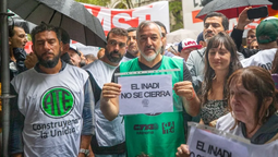 Rodolfo Aguiar de ATE, durante la ocupación del INADI.