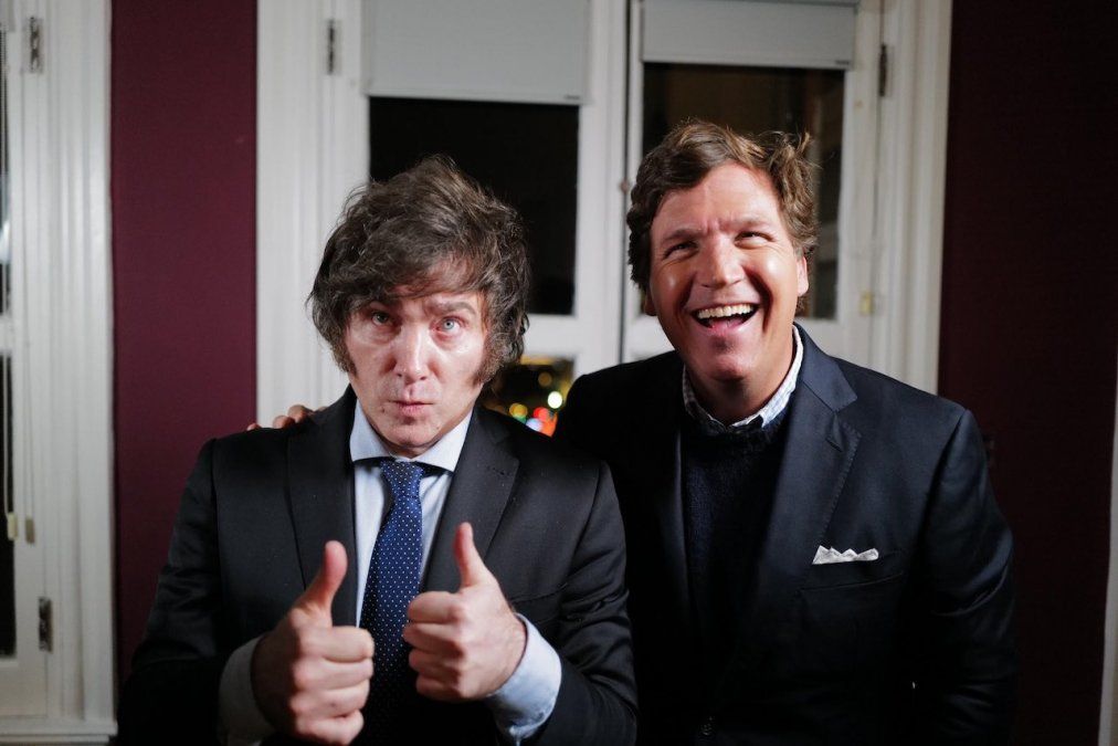 Tucker Carlson y Javier Milei. Tucker Carlson y Javier Milei.