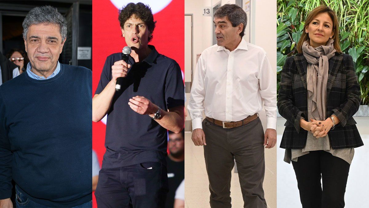 Los precandidatos de JxC a jefe de Gobierno porteño: Jorge Macri, Martín Lousteau, Fernán Quirós y Soledad Acuña. 