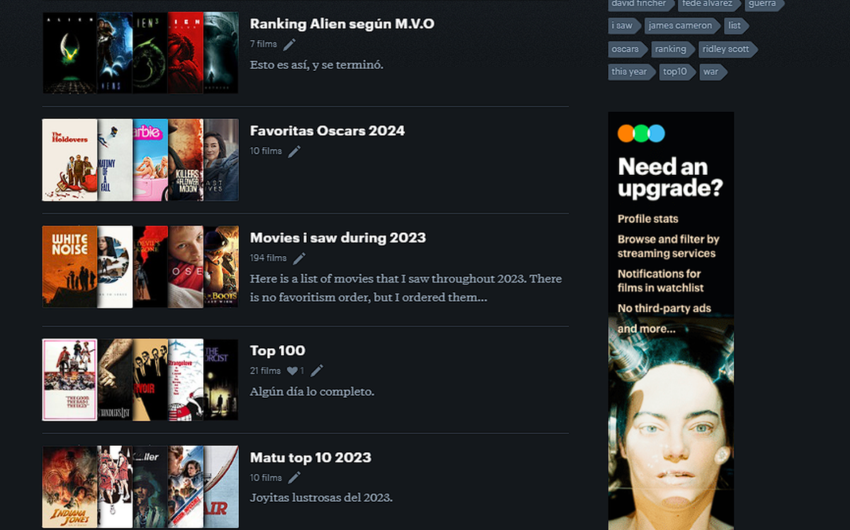 Además, las listas temáticas creadas por otros usuarios son una excelente fuente de inspiración cuando no sabés qué mirar. Además, las listas temáticas creadas por otros usuarios son una excelente fuente de inspiración cuando no sabés qué mirar.