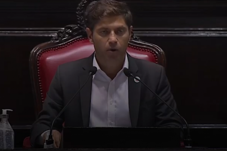 Imagen de Axel Kicillof, en la apertura de sesiones ordinarias de la Legislatura.