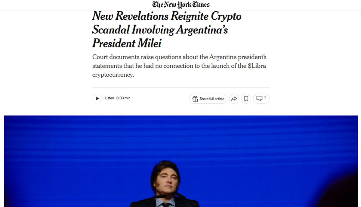 La nota del New York Times publicada este lunes 06/04. La nota del New York Times publicada este lunes 06/04. 