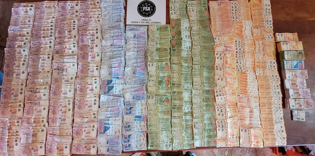 La plata incautada por la policía (Foto: Argentina gob Noticias)