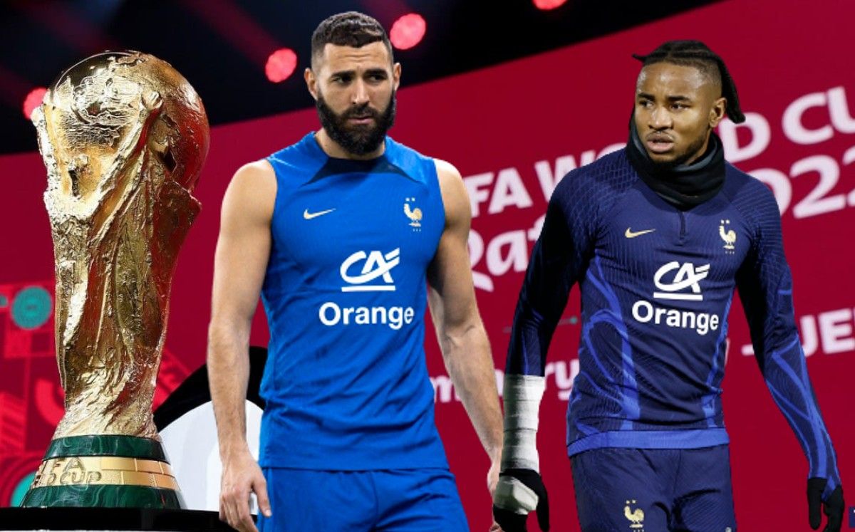 Karim Benzema y Christopher Nkunku, estrellas de Francia que no pudieron llegar a jugar en Qatar.