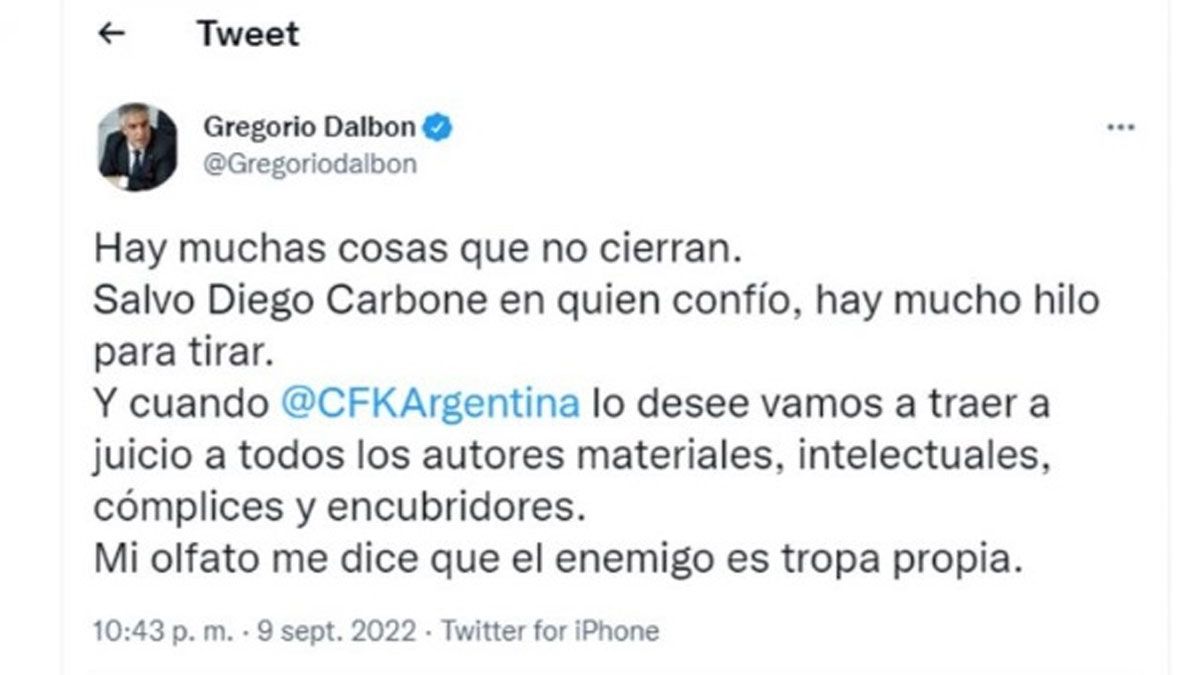 El misterioso tuit que el abogado de Cristina Kirchner y Alberto Fernández borró.