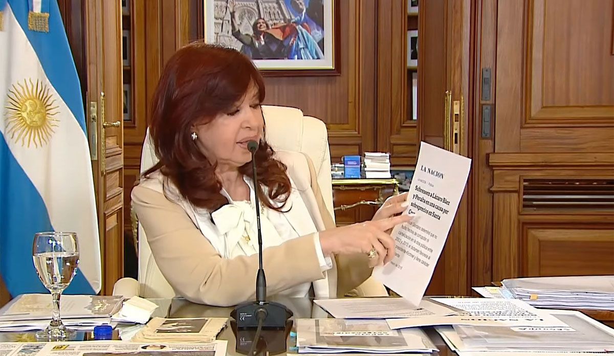 Cristina Kirchner, en el descargo que transmitió por YouTube.
