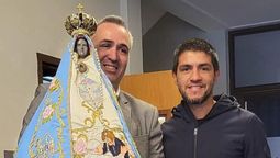 La virgen que bendijo el obispo y que fue obsequiada al Gobierno.