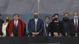 El escenario montado para Alberto Fernández en José C. Paz, a la vieja usanza del peronismo.