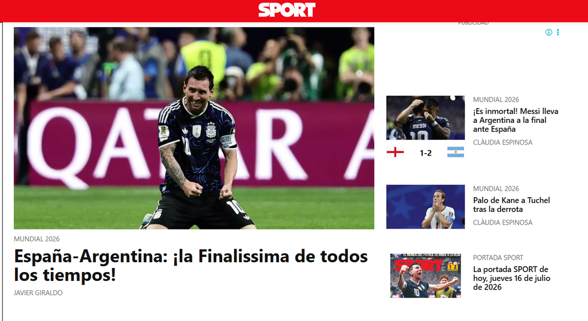 La portada de Sport.es. La portada de Sport.es.