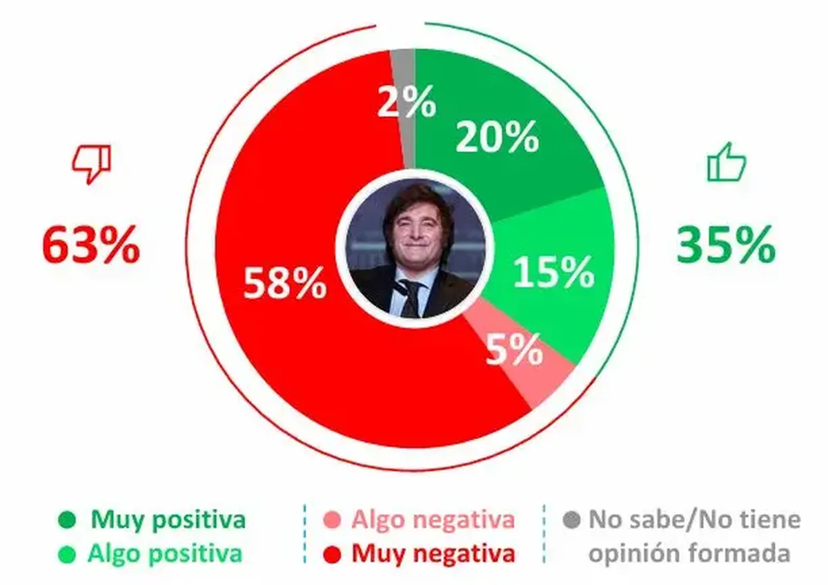 La imagen de Javier Milei, según Opina Argentina.