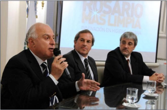 Pablo Abdala, al lado Miguel Lifschitz cuando éste era intendente de Rosario