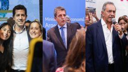 Wado de Pedro, Sergio Massa y Daniel Scioli, presidenciables del Frente de Todos.&nbsp;