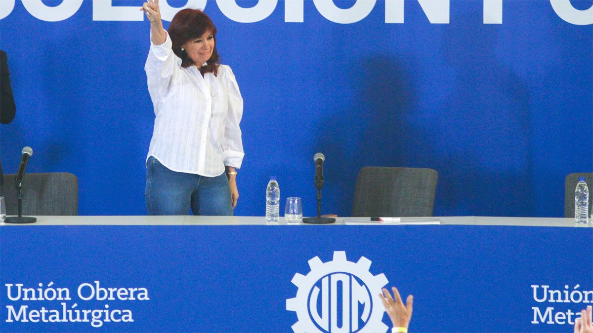 Cristina Kirchner, el viernes en el acto de la UOM en Pilar.