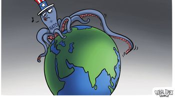 Así ven a la OTAN en China. Fuente: The Global Times. Así ven a la OTAN en China. Fuente: The Global Times.