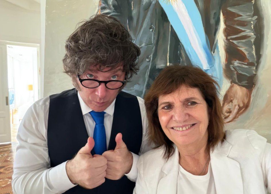 Javier Milei y Patricia Bullrich, en la foto que publicó el Presidente en X.