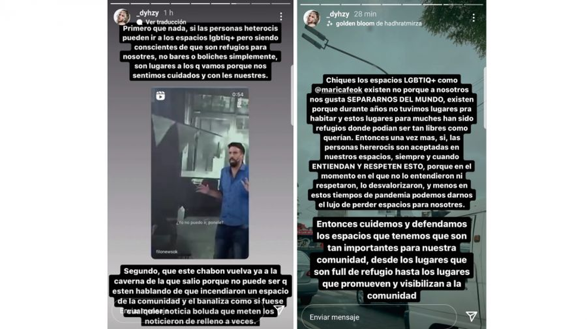 Las historias de Dhyzy, flamante miembro de la comunidad LGBTIQ+, en su cuenta de Instagram.