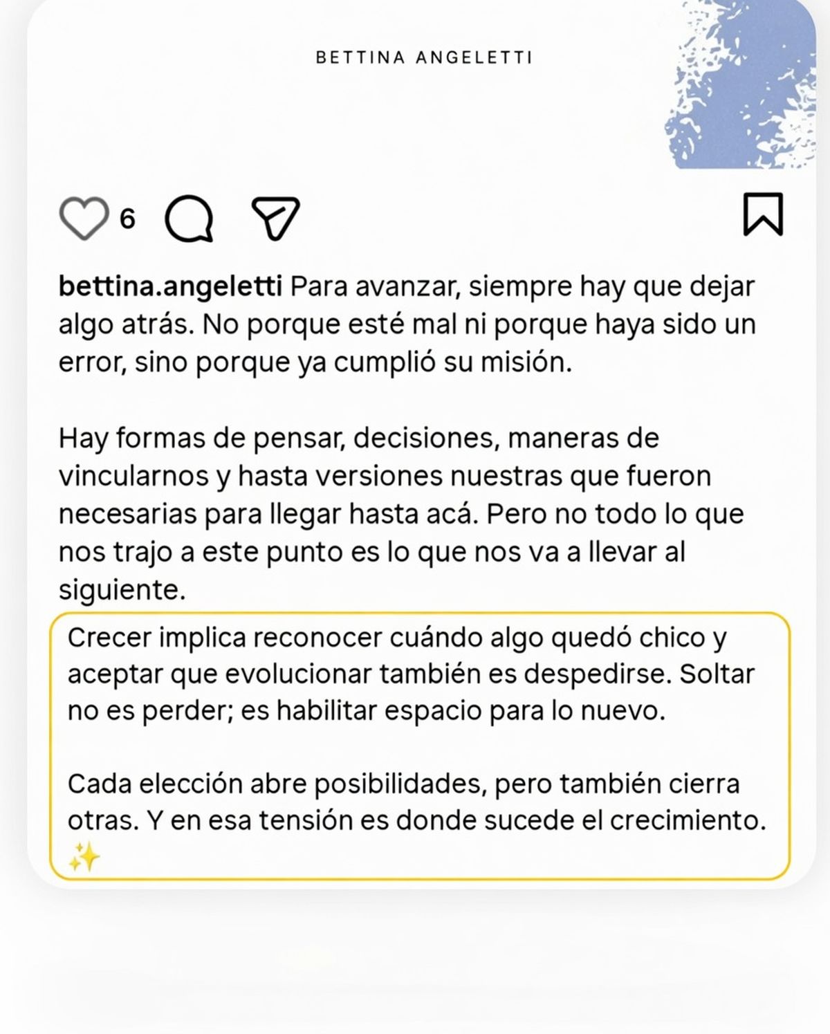 Un posteo de Instagram de Bettina Angeletti fue interpretado como señal de crisis, sumado a la investigación judicial y el avance del Adornigate. Foto: Instagram Un posteo de Instagram de Bettina Angeletti fue interpretado como señal de crisis, sumado a la investigación judicial y el avance del Adornigate. Foto: Instagram