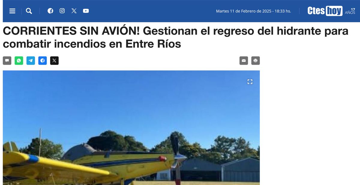 &iquest;C&oacute;mo Corrientes no tiene avi&oacute;n hidrante?