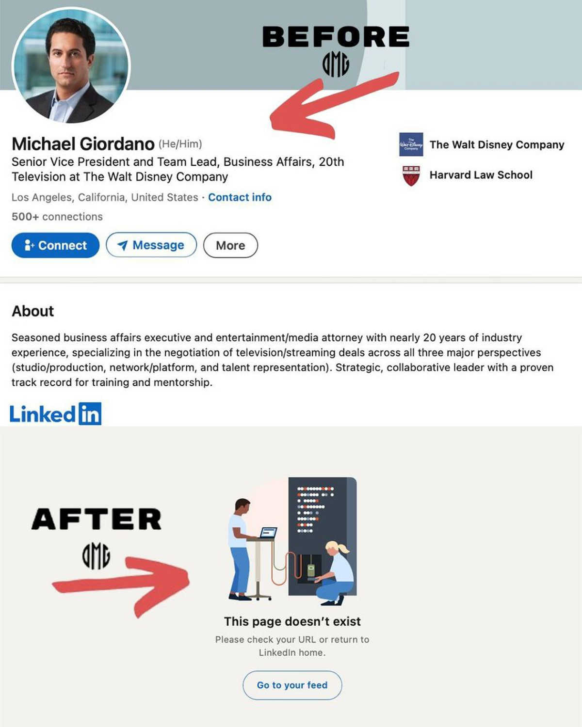Tras el escandaloso video, Giordano se tomó licencia y borró su cuenta de LinkedIn (de donde se supo también que trabajó 10 años en 20th Century Fox). Tras el escandaloso video, Giordano se tomó licencia y borró su cuenta de LinkedIn (de donde se supo también que trabajó 10 años en 20th Century Fox).