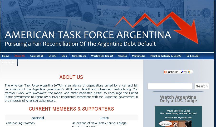 Captura de la página web de la American Task Force Argentina.