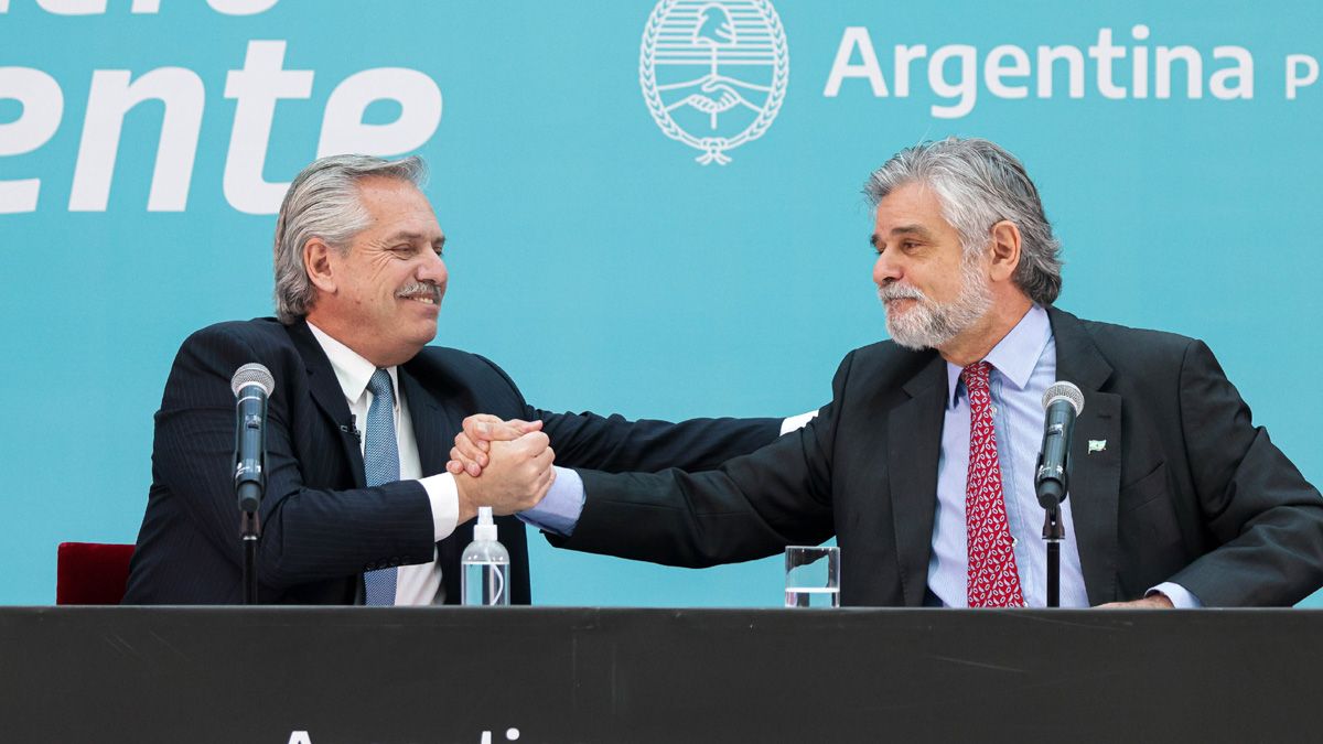 Alberto Fernández y Daniel Filmus (Foto NA).