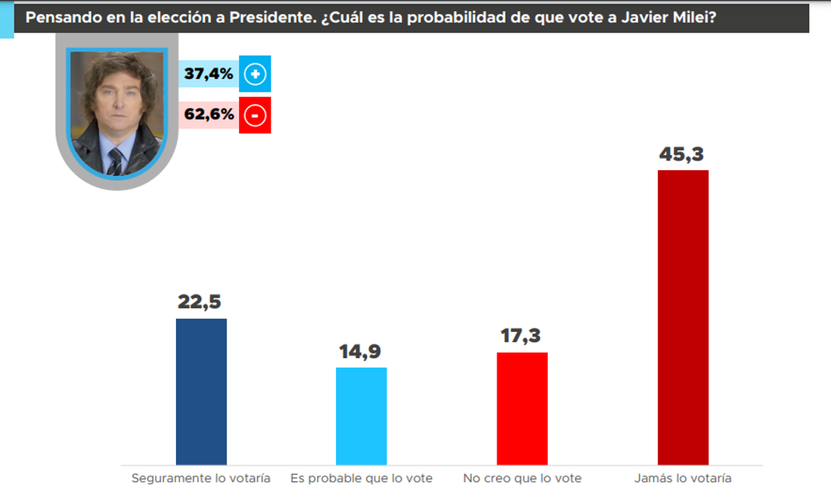 Según la encuesta, Javier Milei tiene una imagen negativa más considerable que la de Sergio Massa... Según la encuesta, Javier Milei tiene una imagen negativa más considerable que la de Sergio Massa...